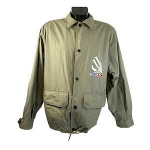 Vintage 80s Nautica Men's Spinnaker Jacket Medium Green Windbreaker Lightweight